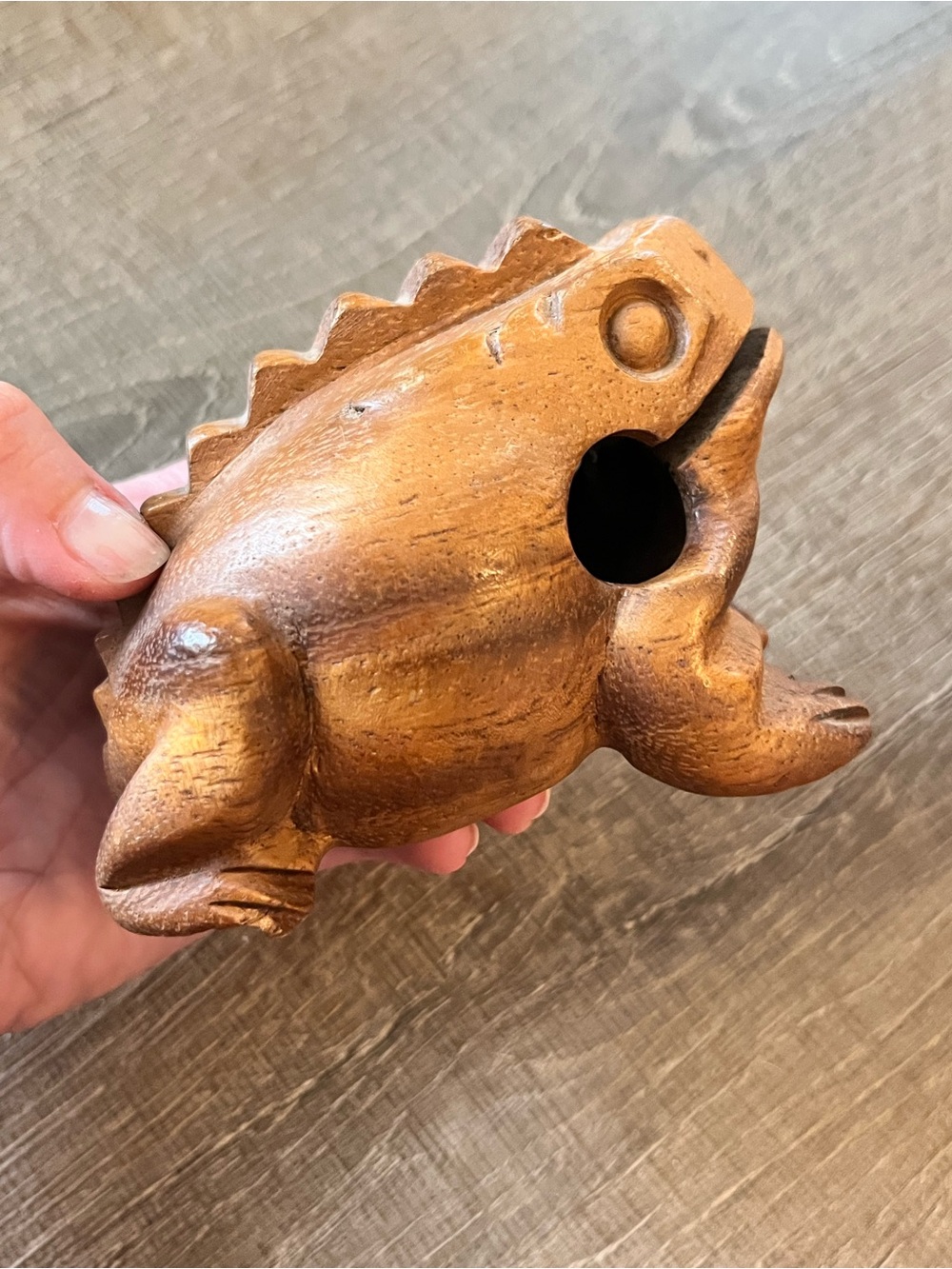Wooden frog instrument decor business card holder toothbrush holder